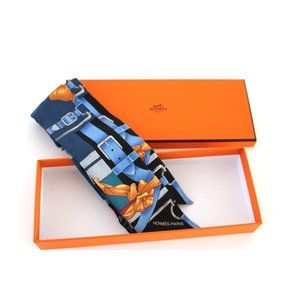Hermes Twilly  Scarf  Silk  Navy